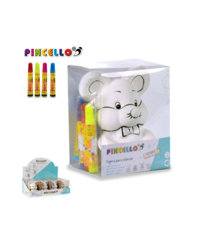 HUCHA RATON CERAMICA CON 4 ROTULADORES