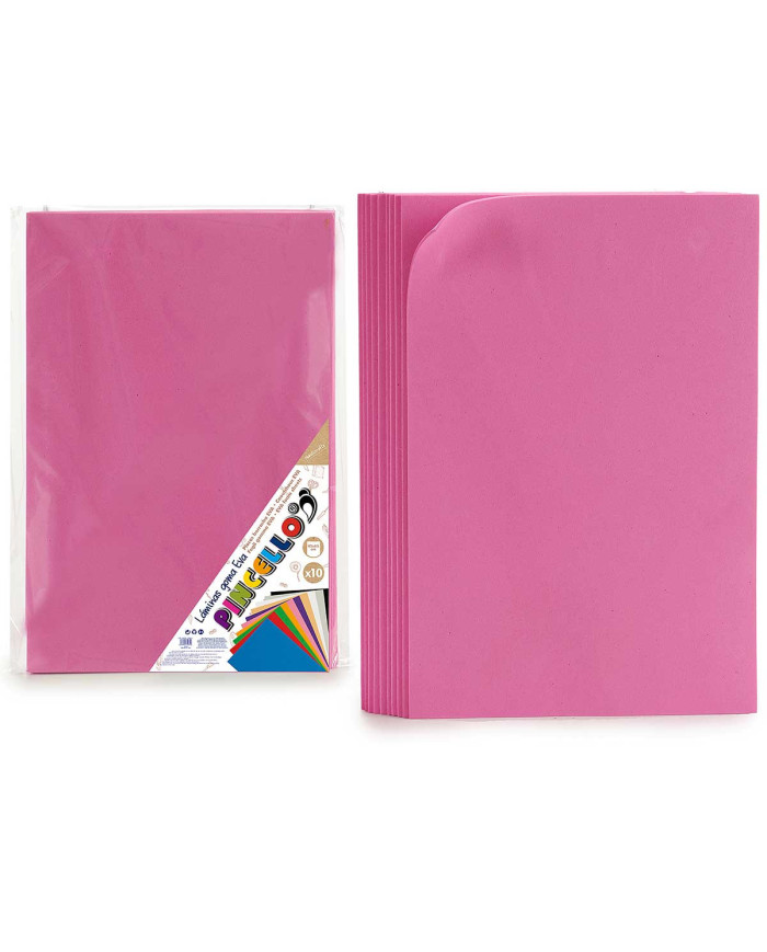 JUEGO 10 LAMINAS GOMA EVA ROSA 45X65CM