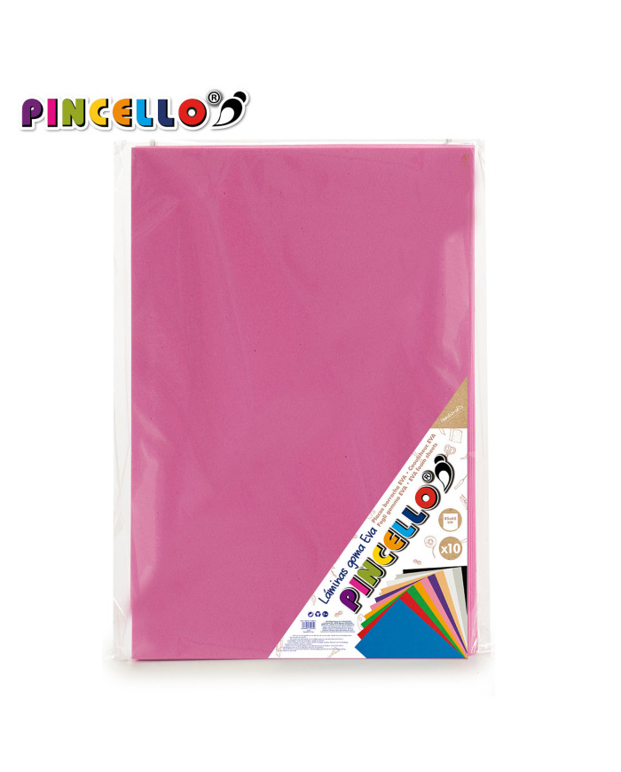 JUEGO 10 LAMINAS GOMA EVA ROSA 45X65CM