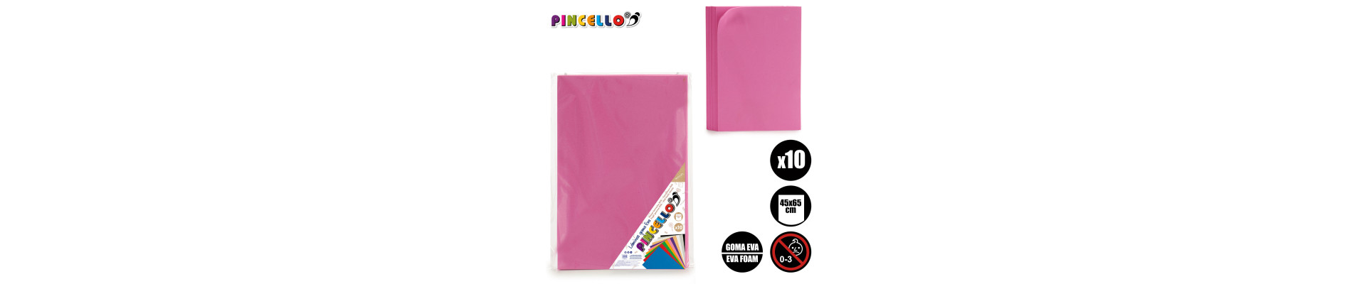 JUEGO 10 LAMINAS GOMA EVA ROSA 45X65CM