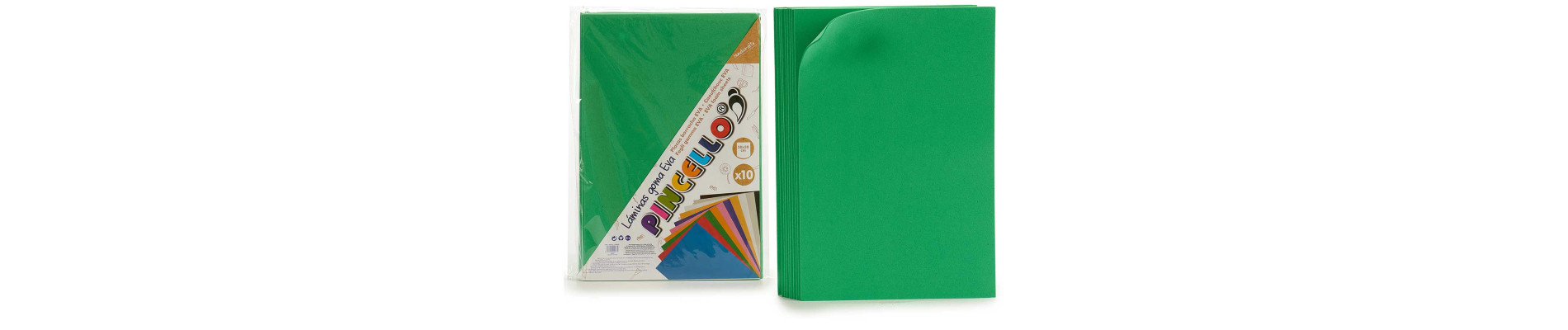 JUEGO 10 LAMINAS GOMA EVA VERDE 20X30CM