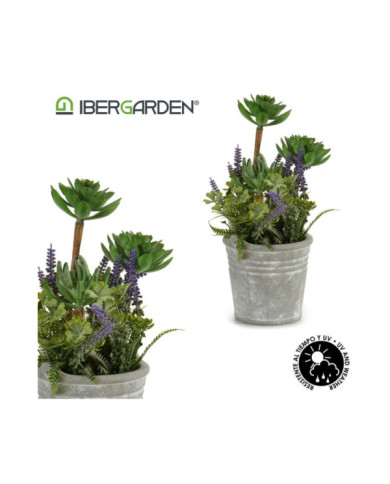 PLANTA ARTIFI FLORES MACETA CEMENTO PEQ