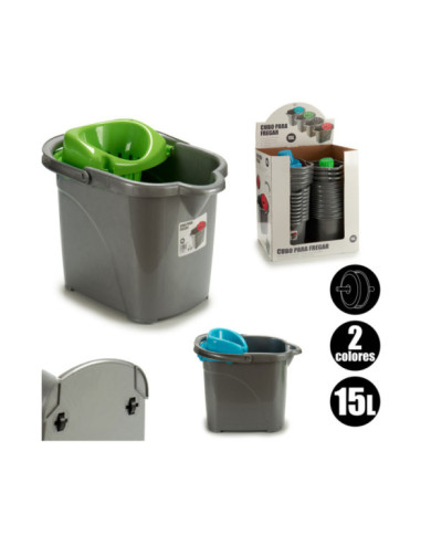 CUBO FREGONA PLAST RUEDAS VERDE AZUL S2
