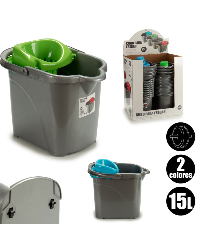 CUBO FREGONA PLAST RUEDAS VERDE AZUL S2