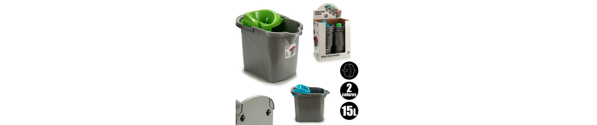 CUBO FREGONA PLAST RUEDAS VERDE AZUL S2