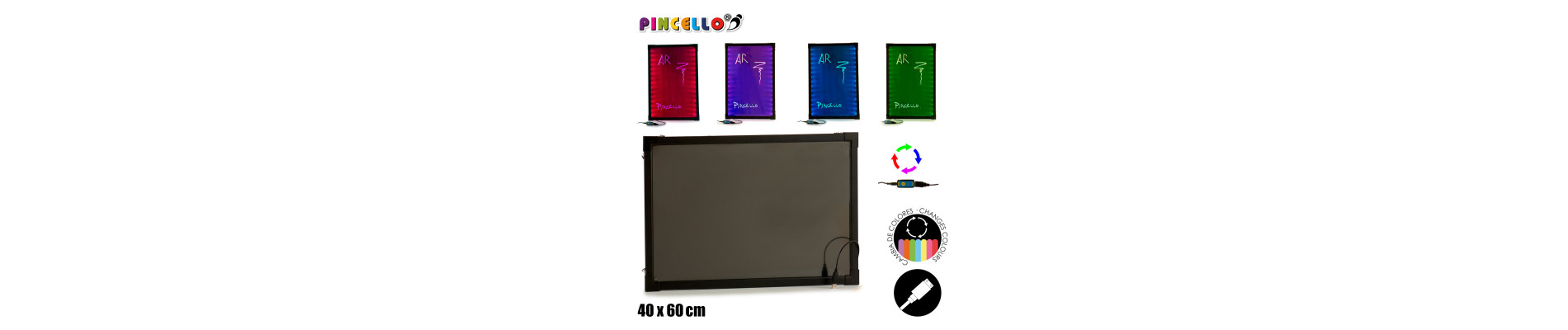 PIZARRA LUMINOSA LED NEGRA COLGAR 40X60