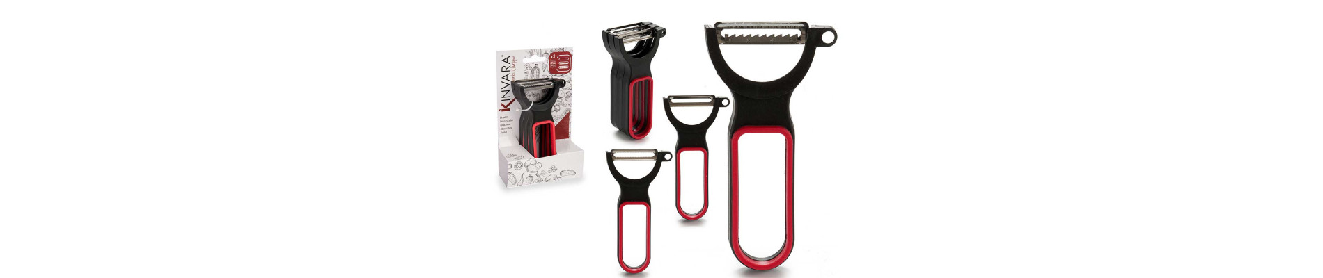SET 3 PELADORES PLASTICO NEGRO ROJO