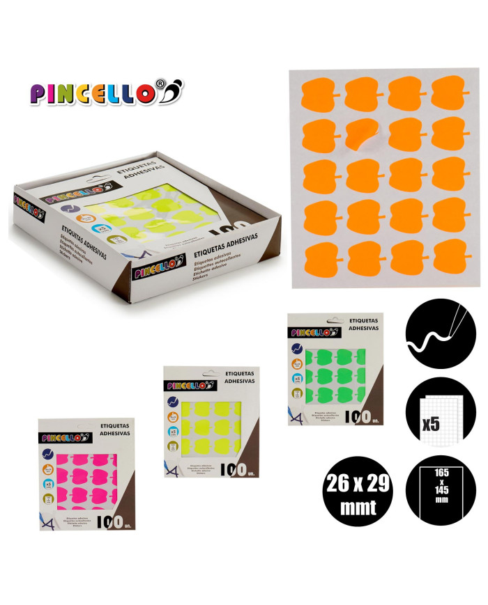 ETIQUETAS ADHESIVA 22X49MM MANZANA S4 5P