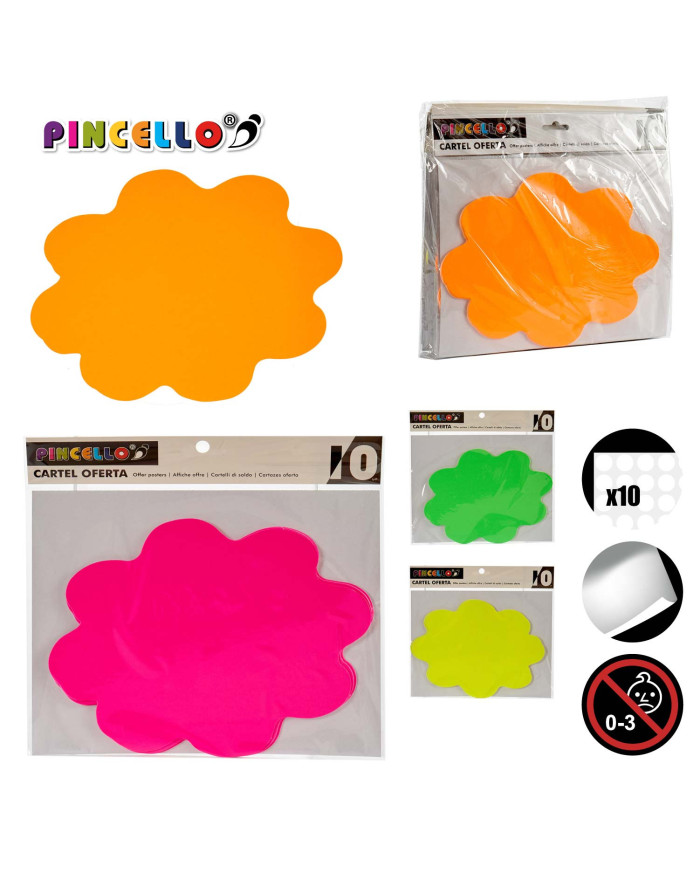 CARTEL OFERTA 10 PIEZAS NUBE SURT 4 COL