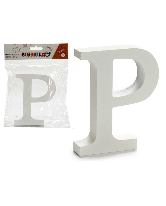 LETRA P MADERA BLANCA 2X11CM