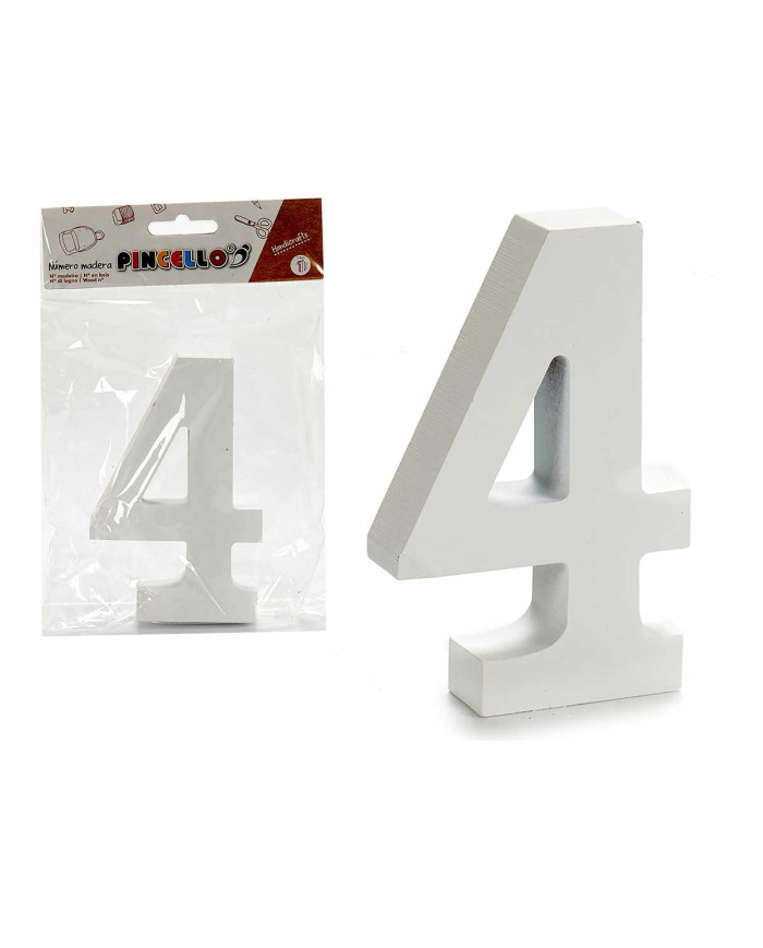 NUMERO 4 MADERA BLANCO 2X11CM