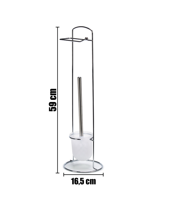 ESCOBILLERO PORTARROLLO PQ METAL PLATA