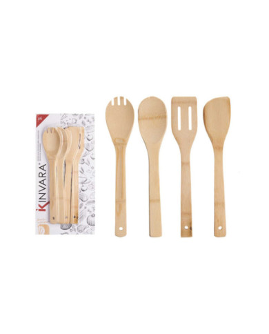 SET 4 UTENSILIOS COCINA BAMBU 30CM