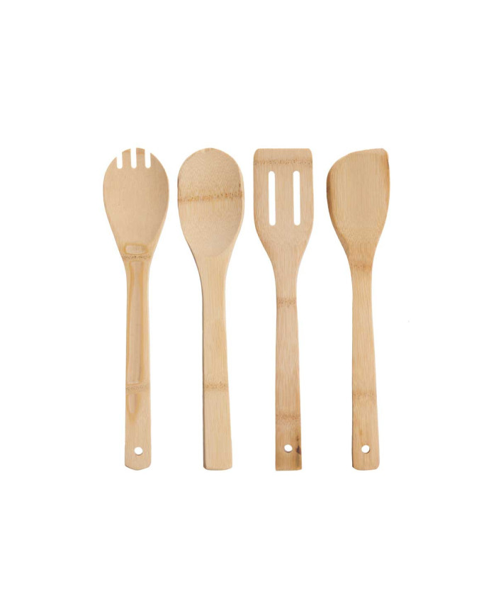 SET 4 UTENSILIOS COCINA BAMBU 30CM