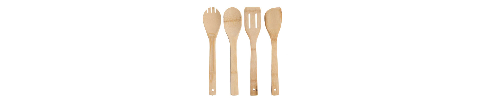 SET 4 UTENSILIOS COCINA BAMBU 30CM