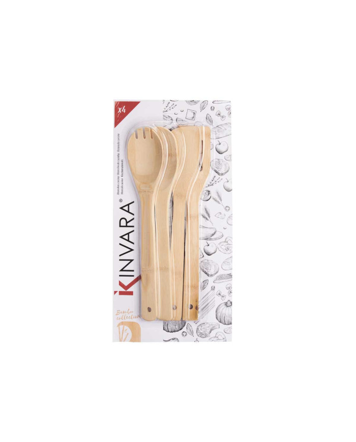 SET 4 UTENSILIOS COCINA BAMBU 30CM