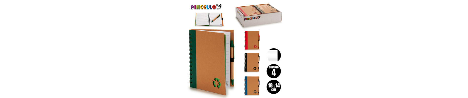 LIBRETA CARTON RECICL Y BOLI 18X14CM S4