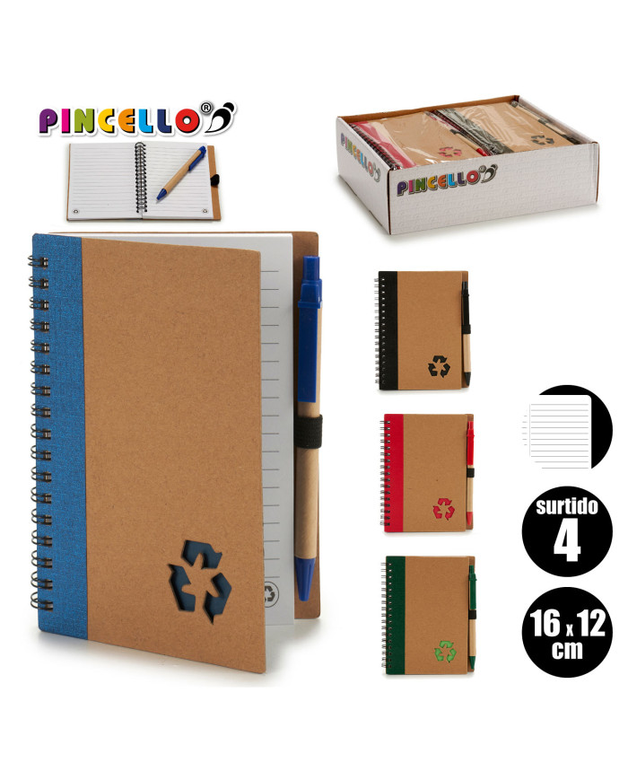 LIBRETA CARTON RECICL Y BOLI 16X12CM S4