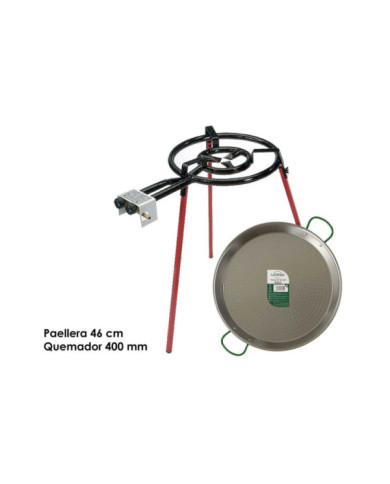 SET PAELLERA PULIDA 46CM QUEMADOR 400MM