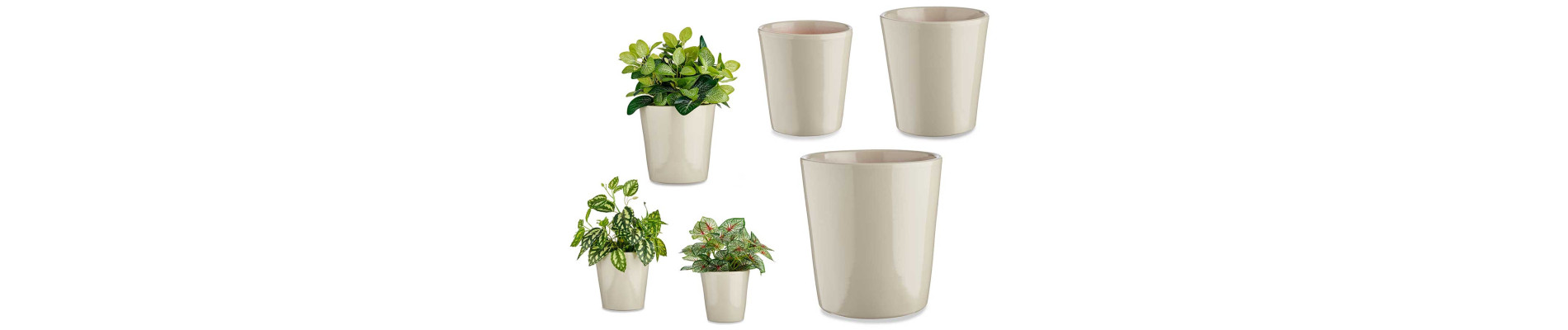 SET 3 MACETAS CERAMICA CONICA 14 17 22CM ANTRACITA