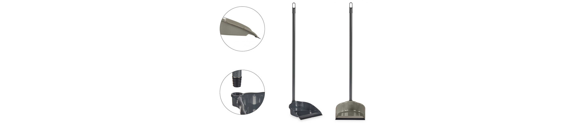 RECOGEDOR PLEGABLE CON GOMA Y PALO CREMA