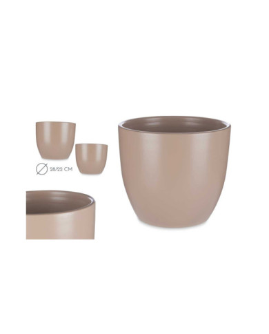 SET 2 MACETAS CERAMICA ABOMBADA 22 28CM BEIGE