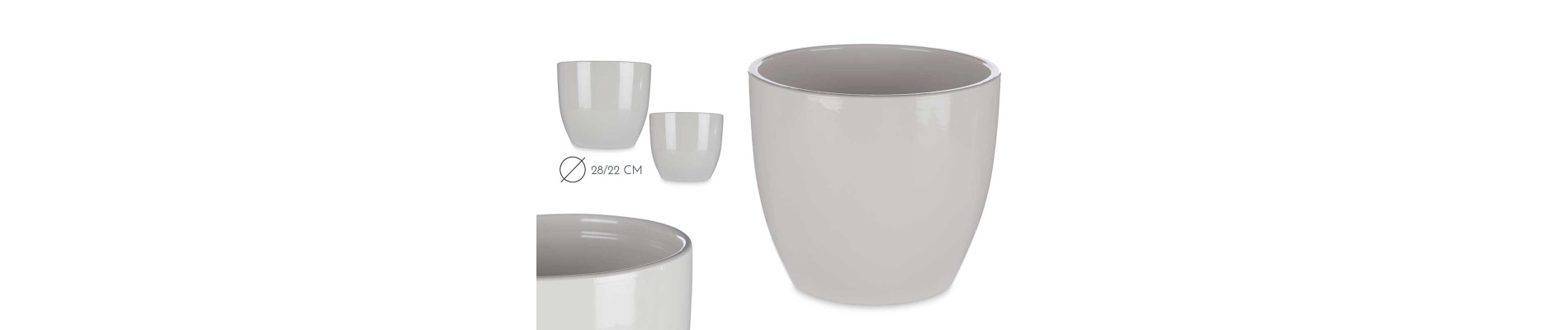 SET 2 MACETAS CERAMICA ABOMBADA 22 28CM BEIGE