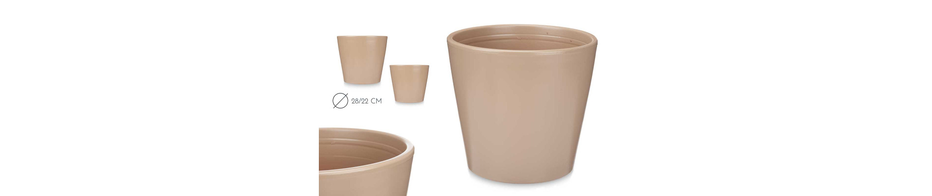 SET 2 MACETAS CERAMICA CONICA 22 28CM BLANCA