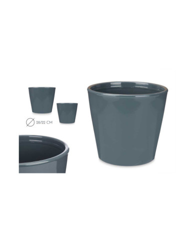 SET 2 MACETAS CERAMICA CONICA 22 28CM ANTRACITA