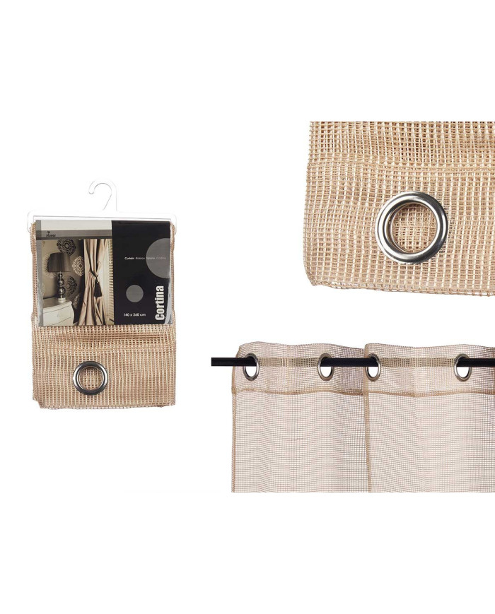 CORTINA 140X260CM 6 OLLAOS REJILLA BEIGE