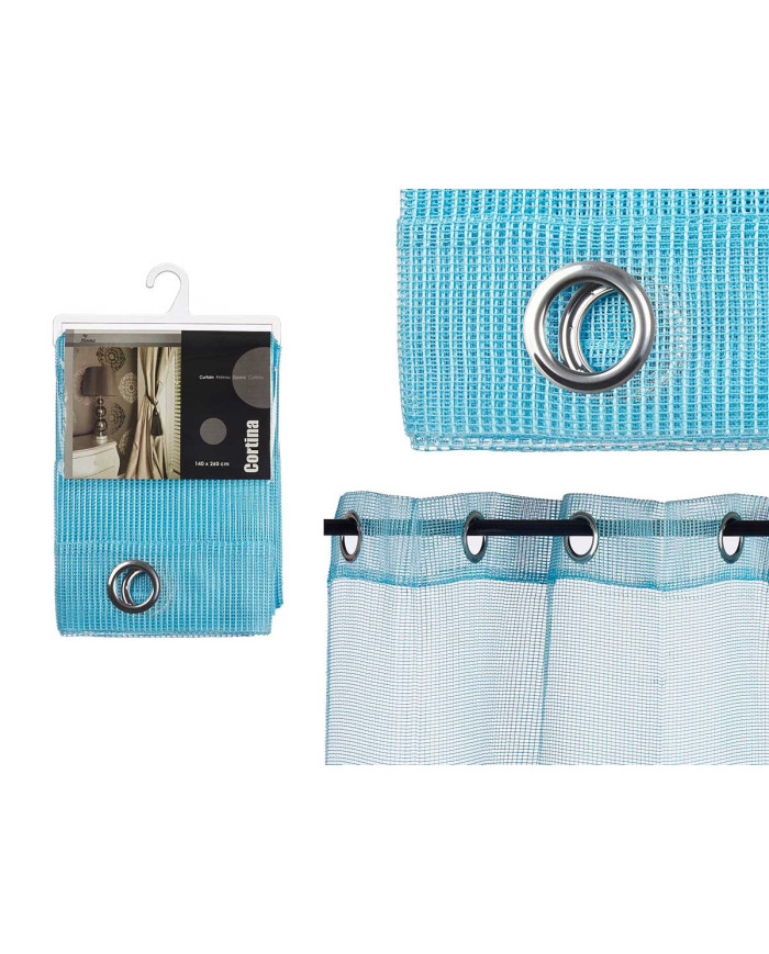 CORTINA 140X260CM 6 OLLAOS REJILLA AZUL