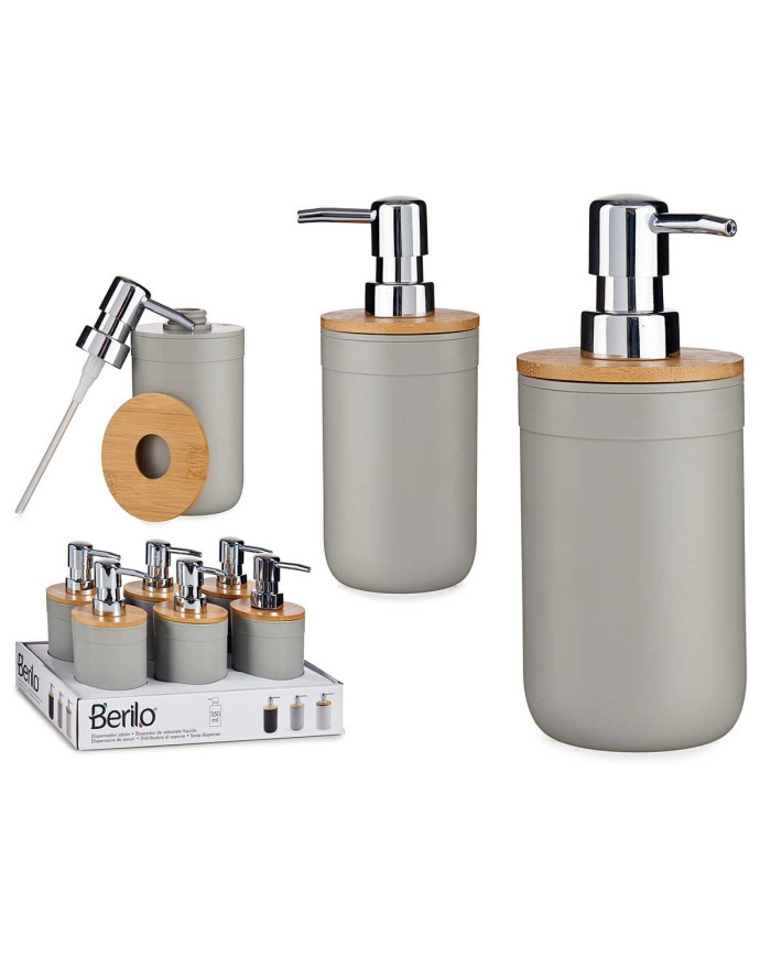 DOSIFICADOR GRIS CON TAPA BAMBU
