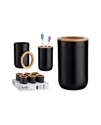 PORTACEPILLOS NEGRO CON TAPA BAMBU
