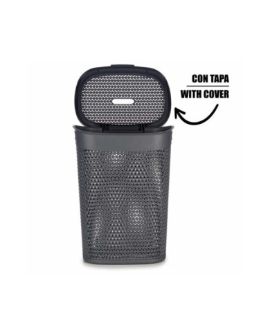 CESTO ROPA C TAPA 60L ANTRACITA