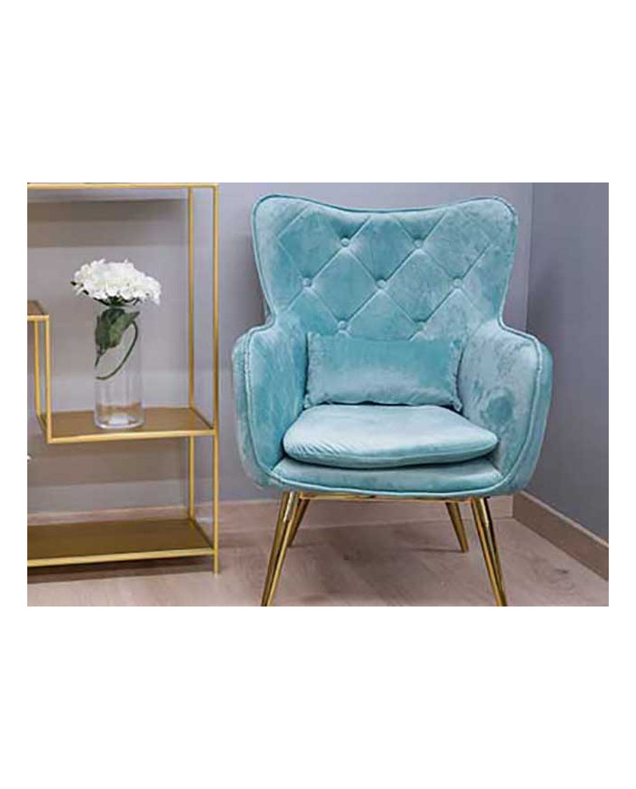 SILLON TERCIOPELO AZUL CON COJIN