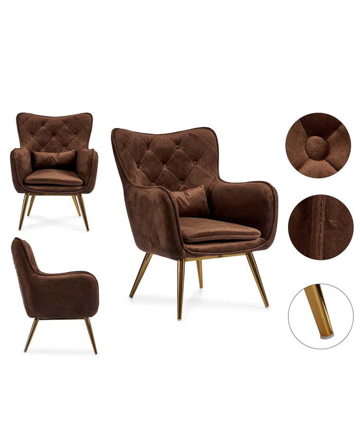 SILLON TERCIOPELO MARRON CON COJIN
