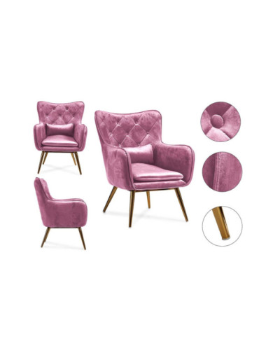SILLON TERCIOPELO ROSA CON COJIN