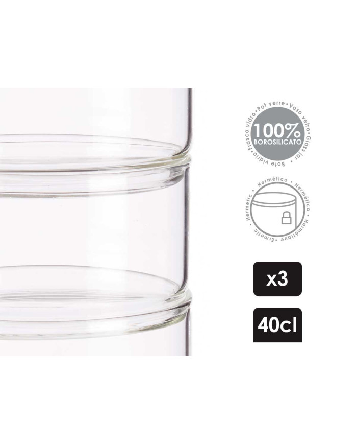 TRIPLE TARRO COCINA BOROSILICATO C TAPA BAMB 3X400