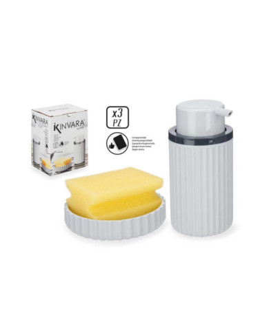 SET COCINA DOSIFICADOR CON ESTROPAJO GRIS