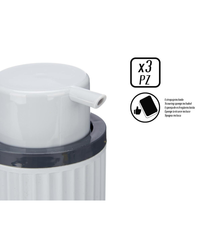 SET COCINA DOSIFICADOR CON ESTROPAJO GRIS