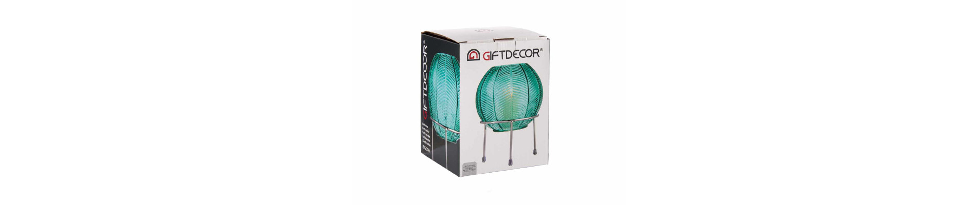 JARRON BOLA CRISTAL AZUL BASE METAL PLATA