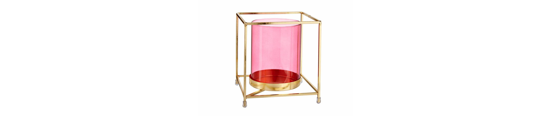 BASE VELA CRISTAL CUAD ROSA METAL ORO GRD