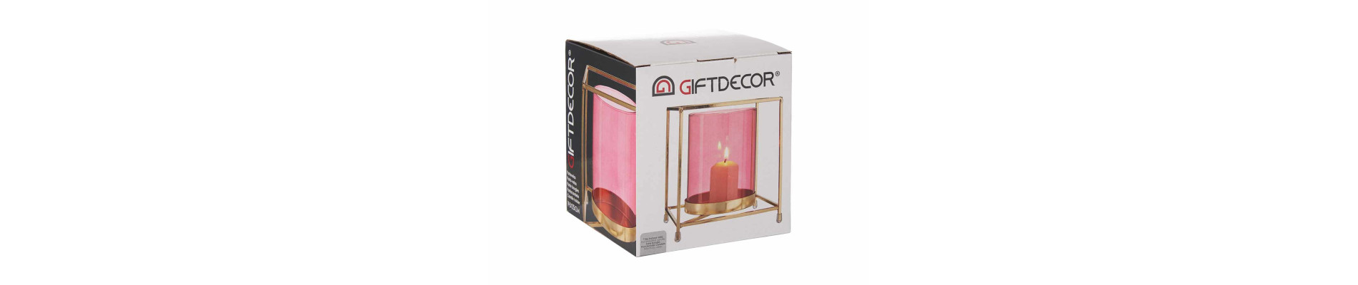 BASE VELA CRISTAL CUAD ROSA METAL ORO GRD
