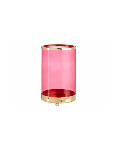 BASE VELA CRISTAL CILIND ROSA METAL ORO GRD