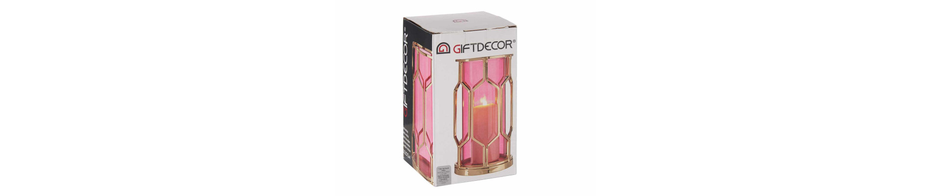 BASE VELA CRISTAL ROSA METAL ORO