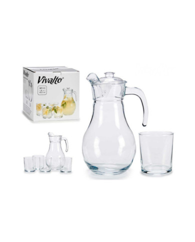 JUEGO JARRA CRISTAL 1,8 LT Y 4 VASOS