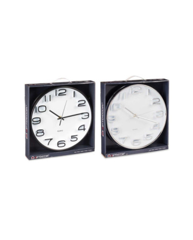 RELOJ REDONDO 32CM PLATA NEGRO SURT