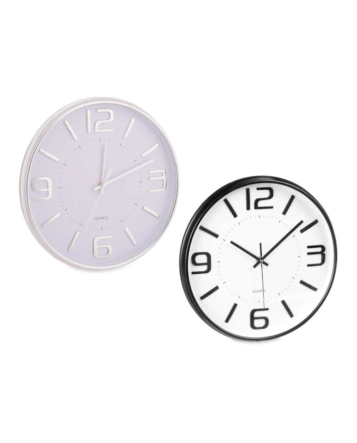 RELOJ REDONDO 32,8CM PLATA NEGRO SURT
