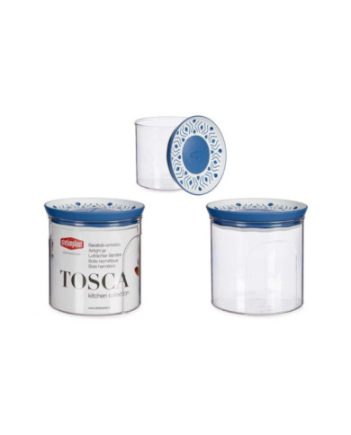 BOTE PLASTICO HERMETICO REDONDO TOSCA AZUL 700ML