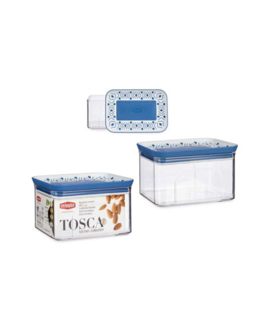 BOTE PLASTICO HERMETICO RECTANG TOSCA AZUL 700ML